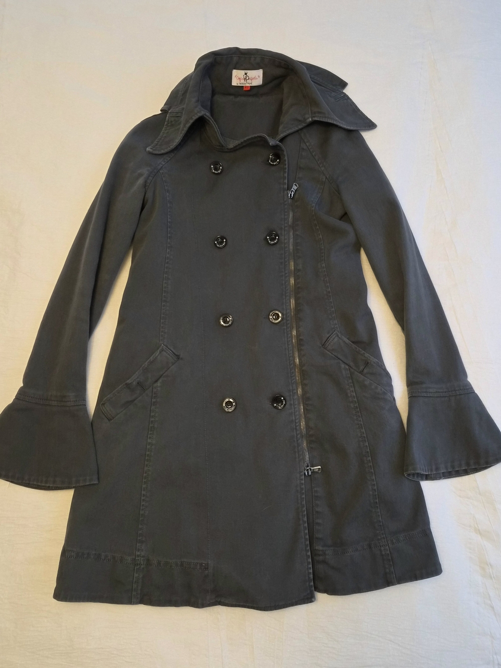 Patrizia Pepe Charcoal Double-Breasted Trench Coat